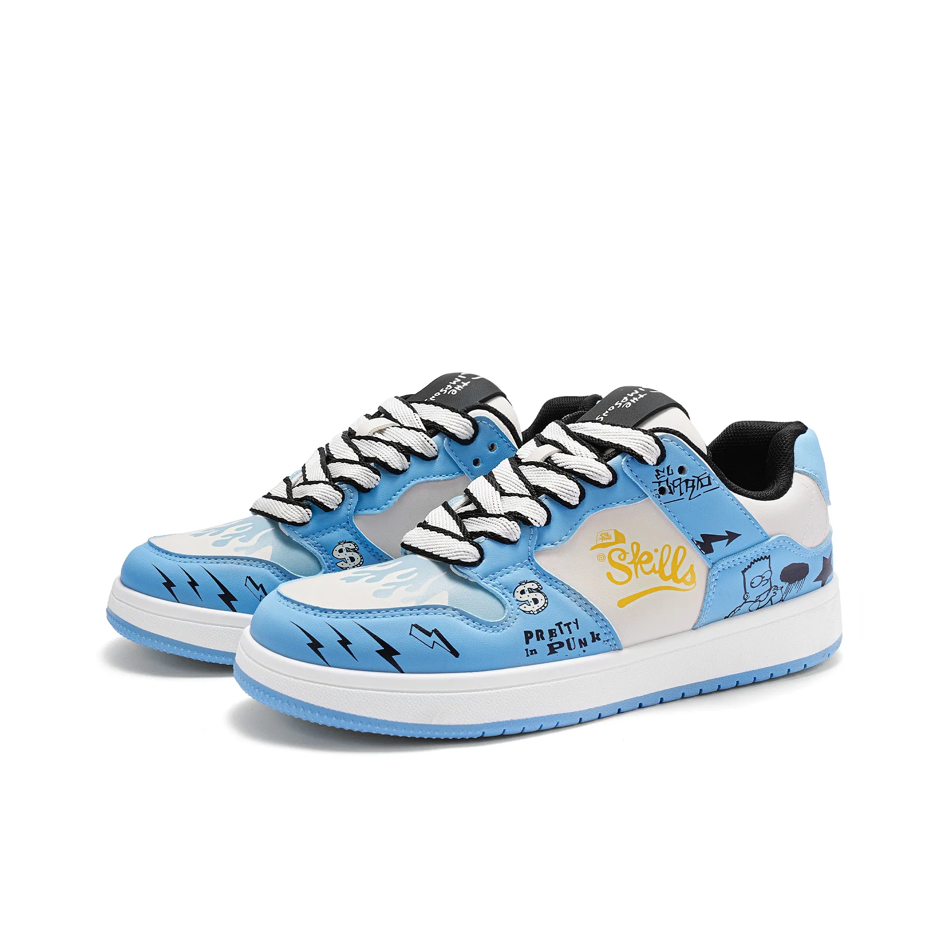 Симпсоны Высота увеличивающая Поддержка Легкий Низкий топ Скейтборд Кроссовки Унисекс Аква-синий