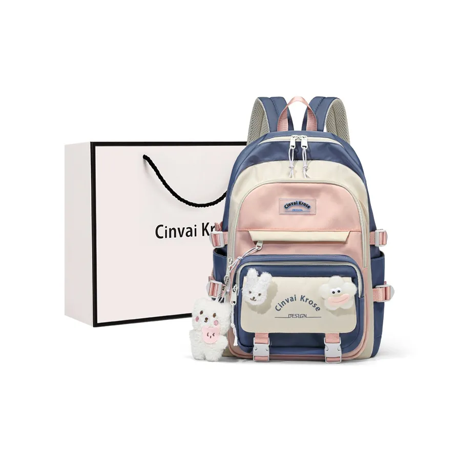 CinvaiKrose Ткань Милый Рюкзак Путешествие Ноутбук Сумка Большой Женский Синий Розовый