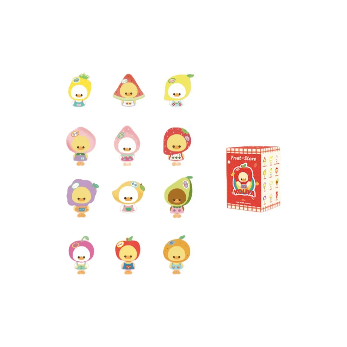 POP MART Коллаборация KOUYA Фрукты Магазин Плюшевая кукла Слепые коробки Один Mystery Коробка Целая коробка 12 шт