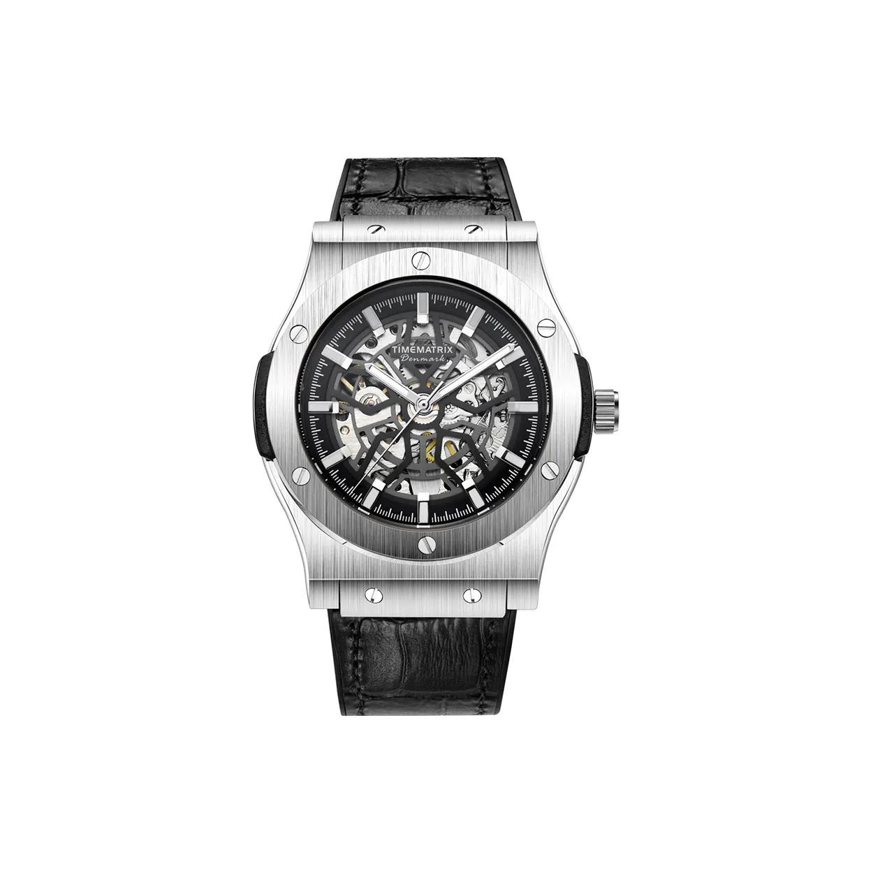 TIMEMATRIX Genesis Series Часы Автоматический Механический Механизм Резина Коровья Кожа Ремешок Черный Циферблат Унисекс