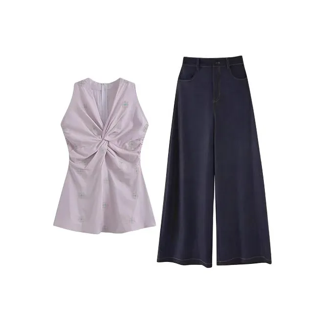 HUINIAN Топ + брюки Женские Повседневные костюмы