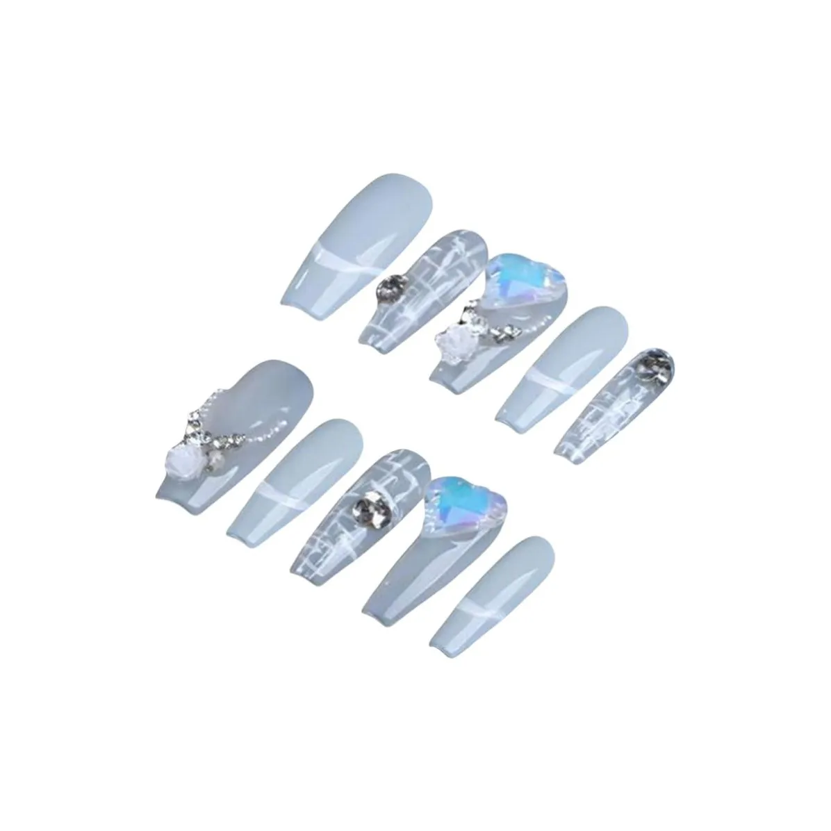 YIYIHE Фея Стиль Ледяной Прозрачный Светло-Синий Сердце Фея MID Длина Укороченный Короткий Квадратный Круглый Синий Однотонный