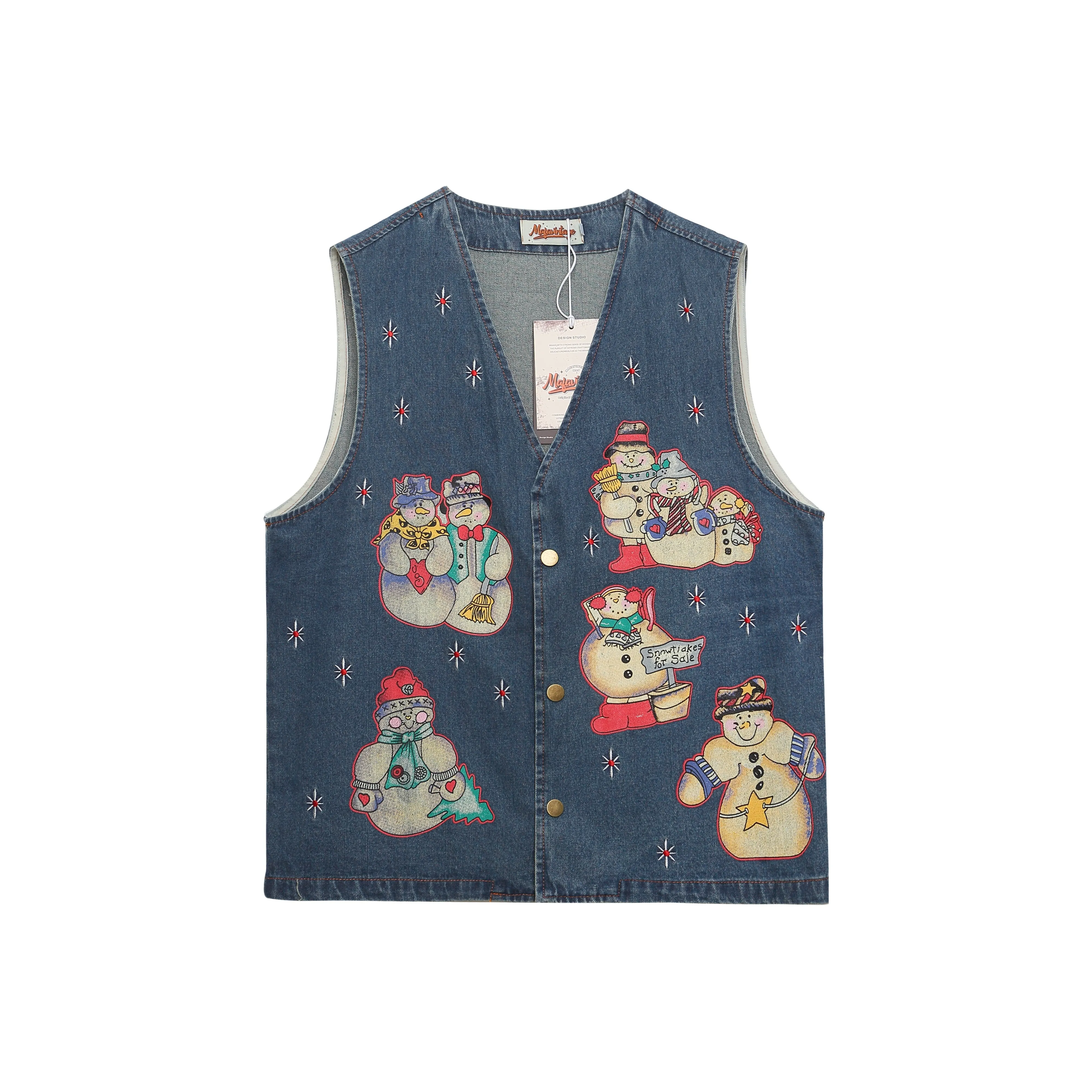 WAYHWEI Джинсовый синий Унисекс Жилеты