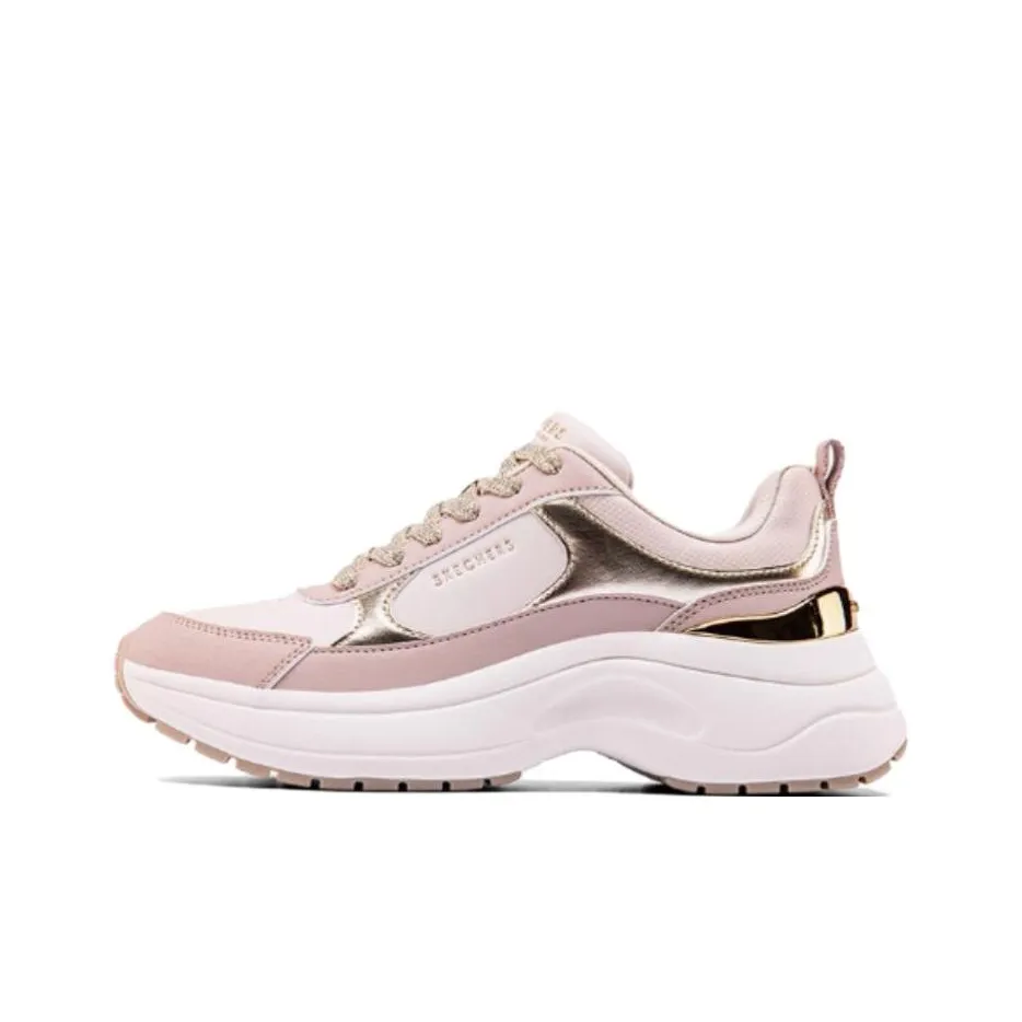 Skechers Sport Высота Увеличивающая Поддержка Устойчивость к Износу Низ Отказ от Слабоватости Низкий Топ Толстая Подошва Женские Розовый