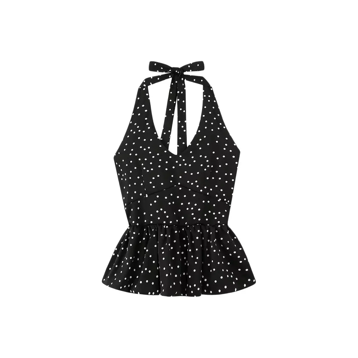 TONYBEAR Женская одежда Удобный Топ на бретелях Элегантность V-образный вырез Халтер Дизайн Без рукавов Точка Топ Укороченный Майка Женская