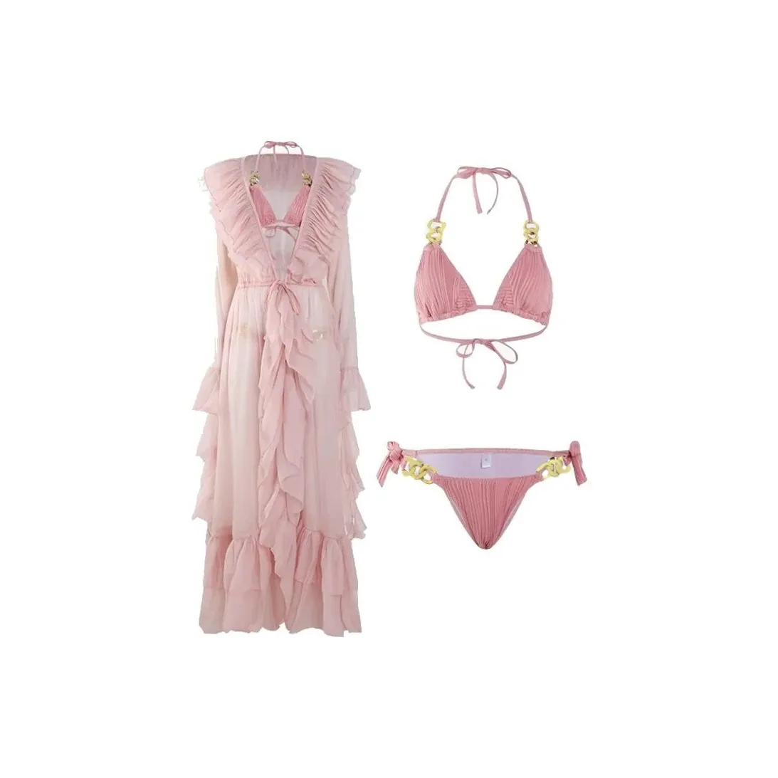 TLXT Розовый Набор из трех предметов Женское нижнее белье Наборы