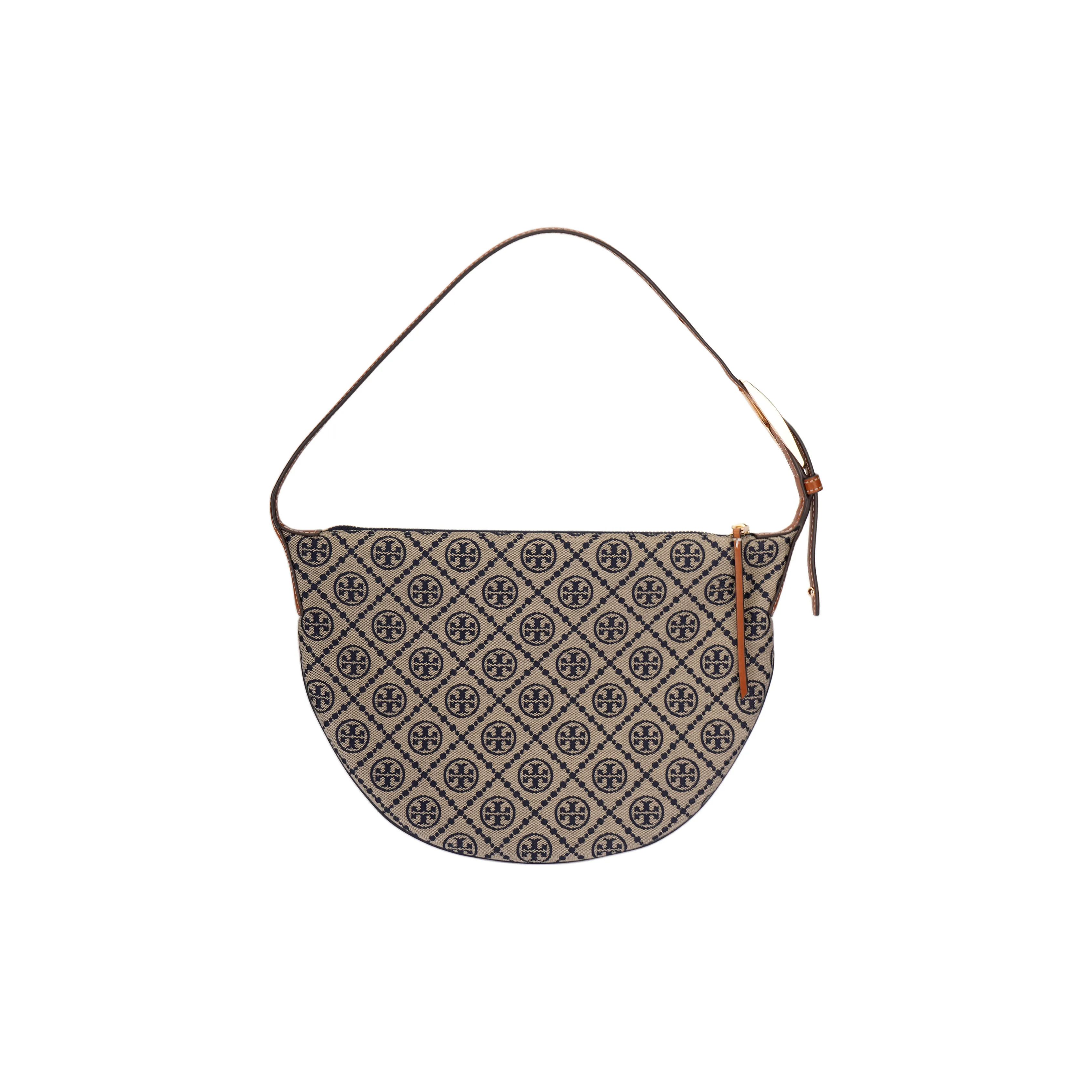 TORY BURCH T Monogram Fabric Crescent Bag Shoulder Bag Trumpets Women's Marine Blue