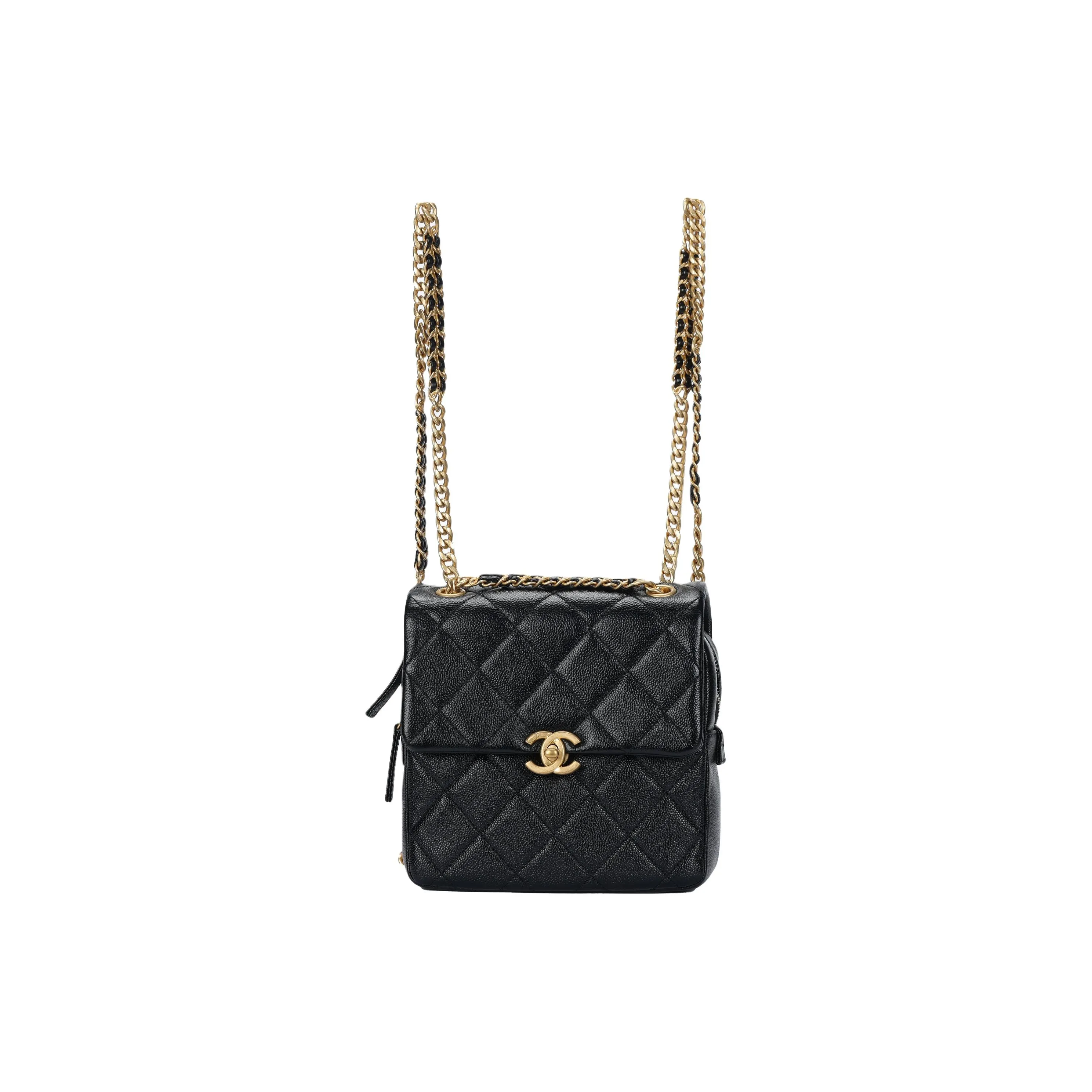 CHANEL 22P Cow Leather Backpack Women's Black