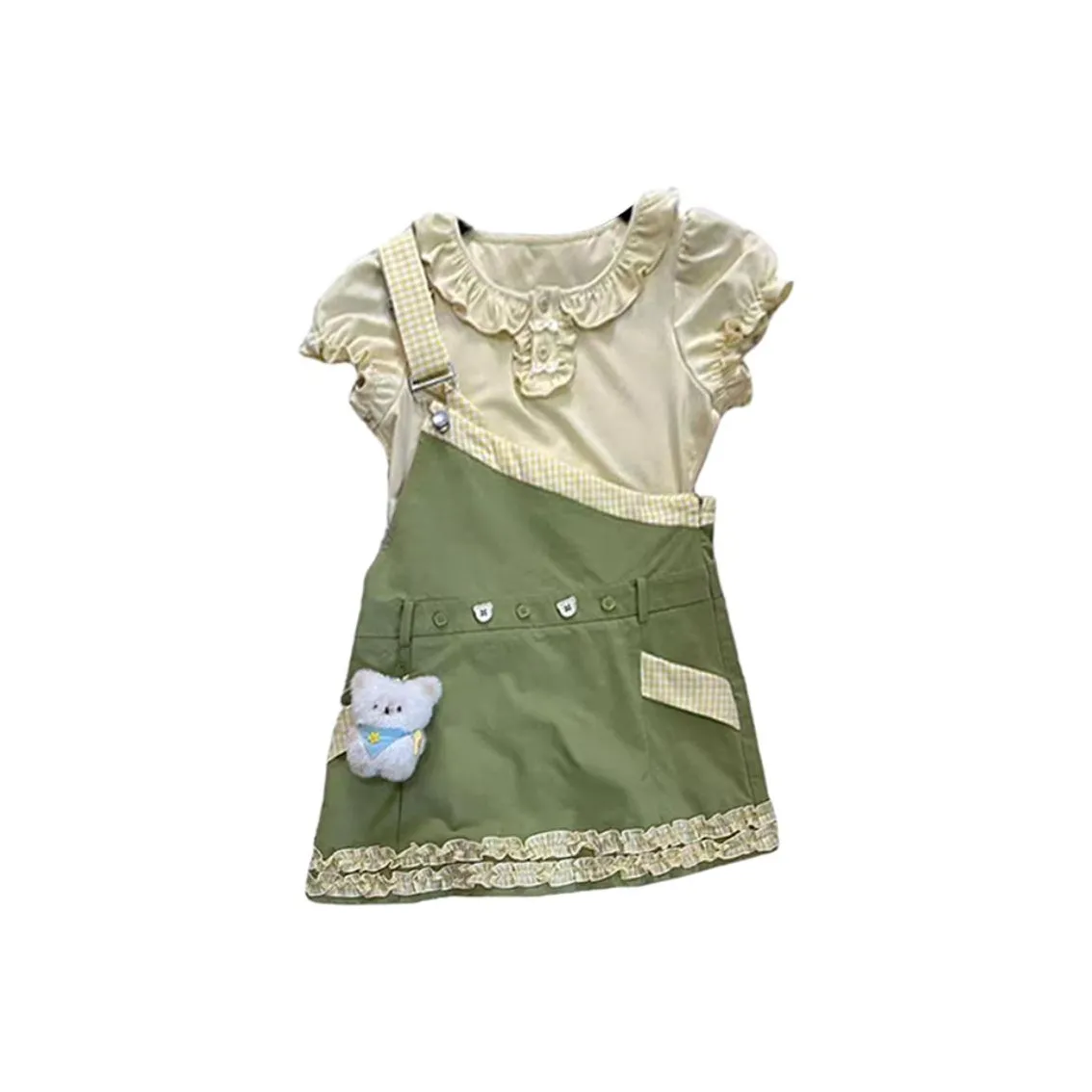 KKX Зеленый Шорты-юбка + Заварной Топ Женские Комплекты с юбкой