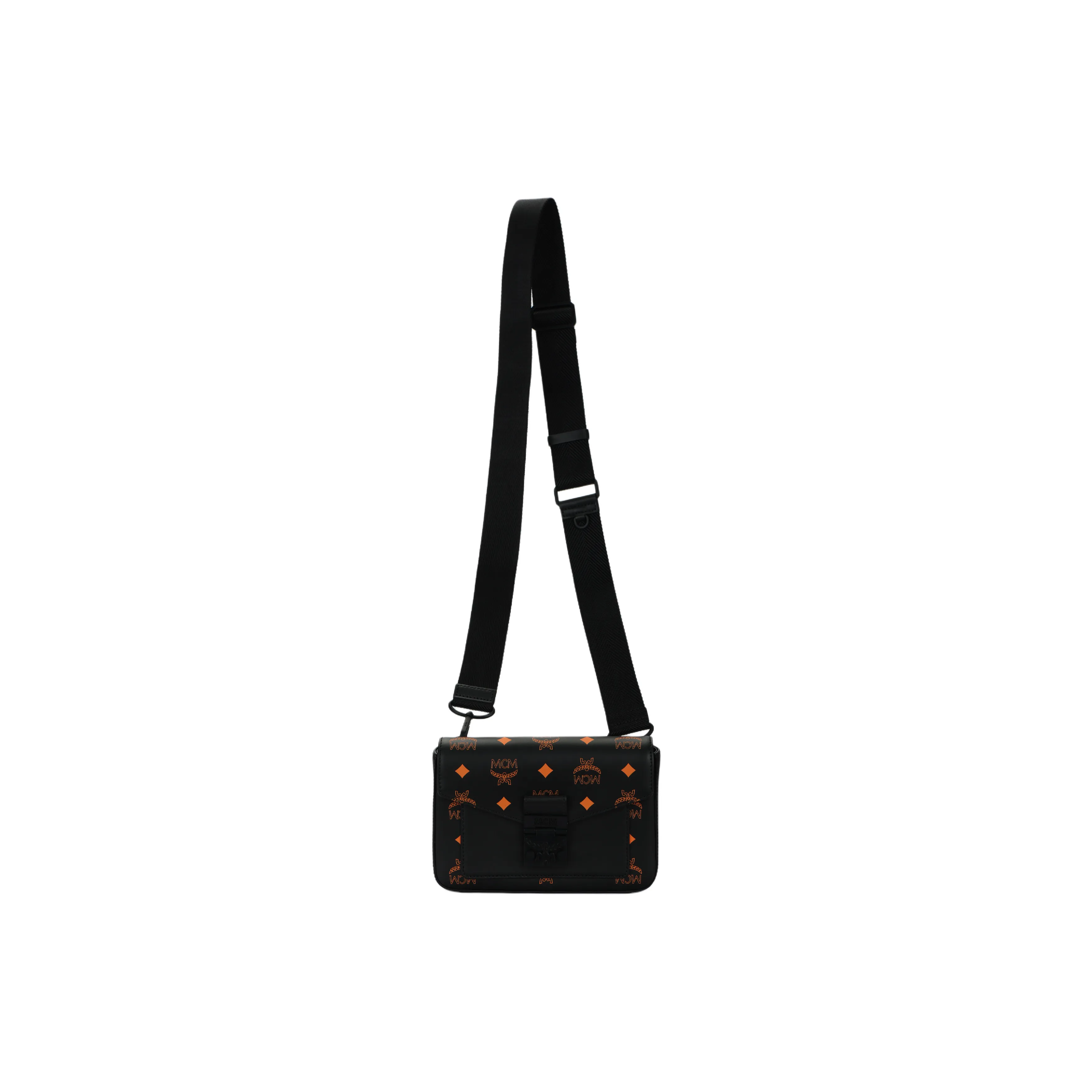 MCM Millie Visetos Leather Shoulder Bag, Crossbody Bag Trumpets Unisex Orange