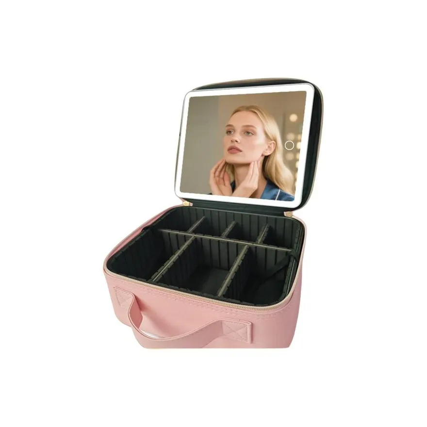 Пан Фарфор Портативный Большой объем Девичий Сердце LED Полоса Свет Коробки с Зеркальце 26*24*9,5