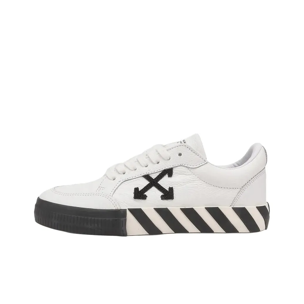 OFF Белый Vulc Low Кожа Низкий Топ Скейтборд Кроссовки Мужские Белый Черный