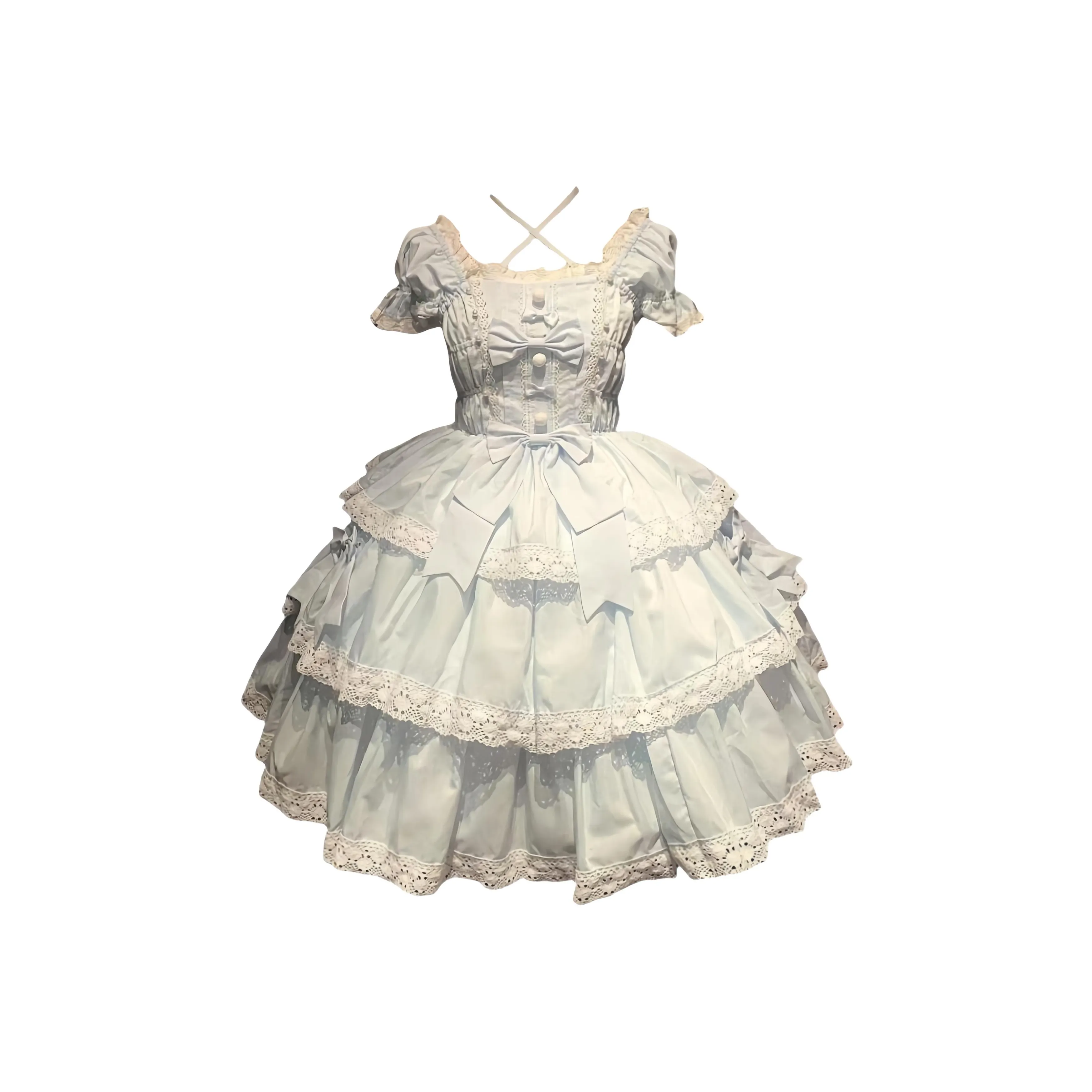 WLEQK Сине-белые Женские Лолита Платья