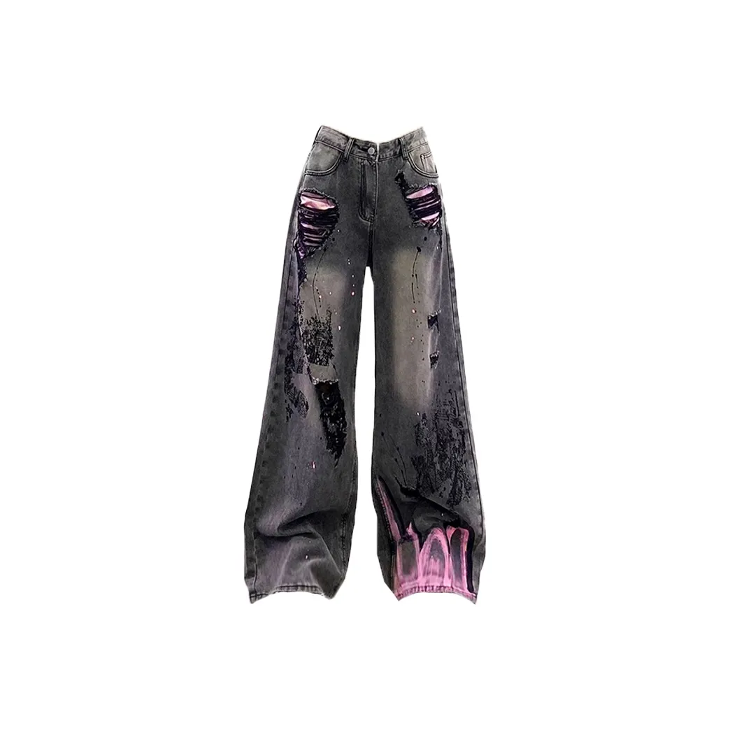 ECNR Черно-серый цвет Женские джинсы