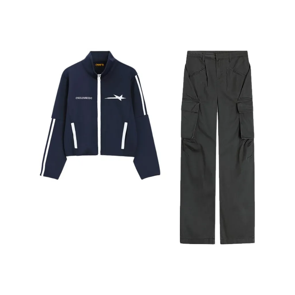 ONNFB Темно-синий топ + Армейский зеленый брюки, женские повседневные костюмы