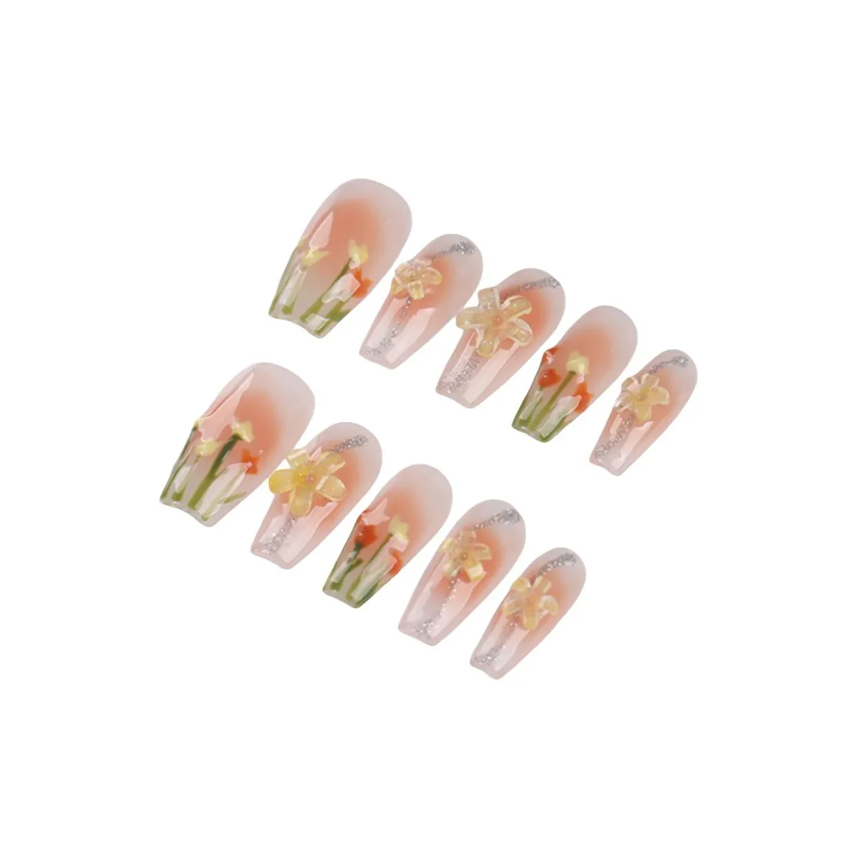 YIYIHE Живой Милый Сладкий Нежно-розовый Цветочный дизайн MID Длина Укороченный Короткий Квадрат Круглый Нежно-розовый Румяна Пятно