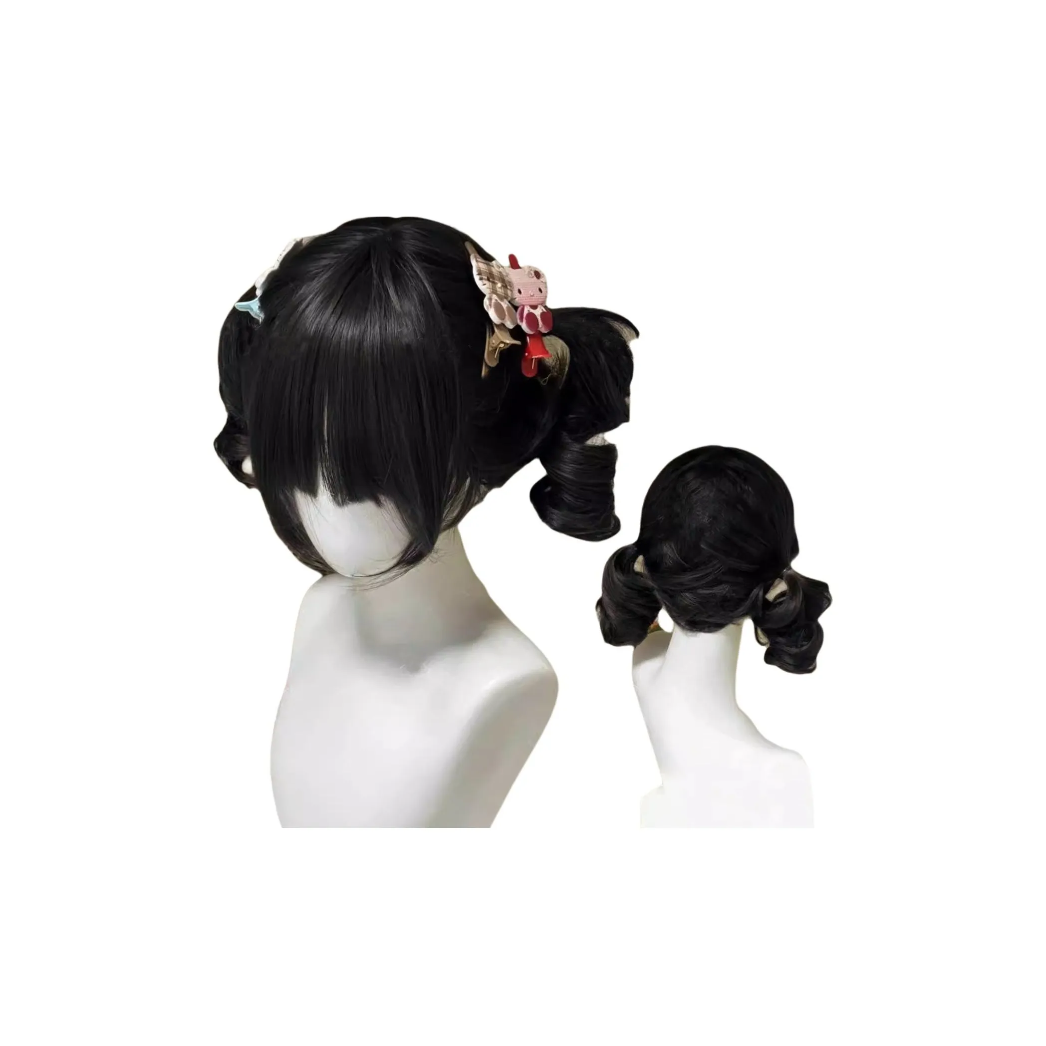 Sweet Pillow House Прямые волосы Дракон Борода Двойной Шар Женские Съемный Цветочная почка Голова Полный комплект Высокая температура Пряжа