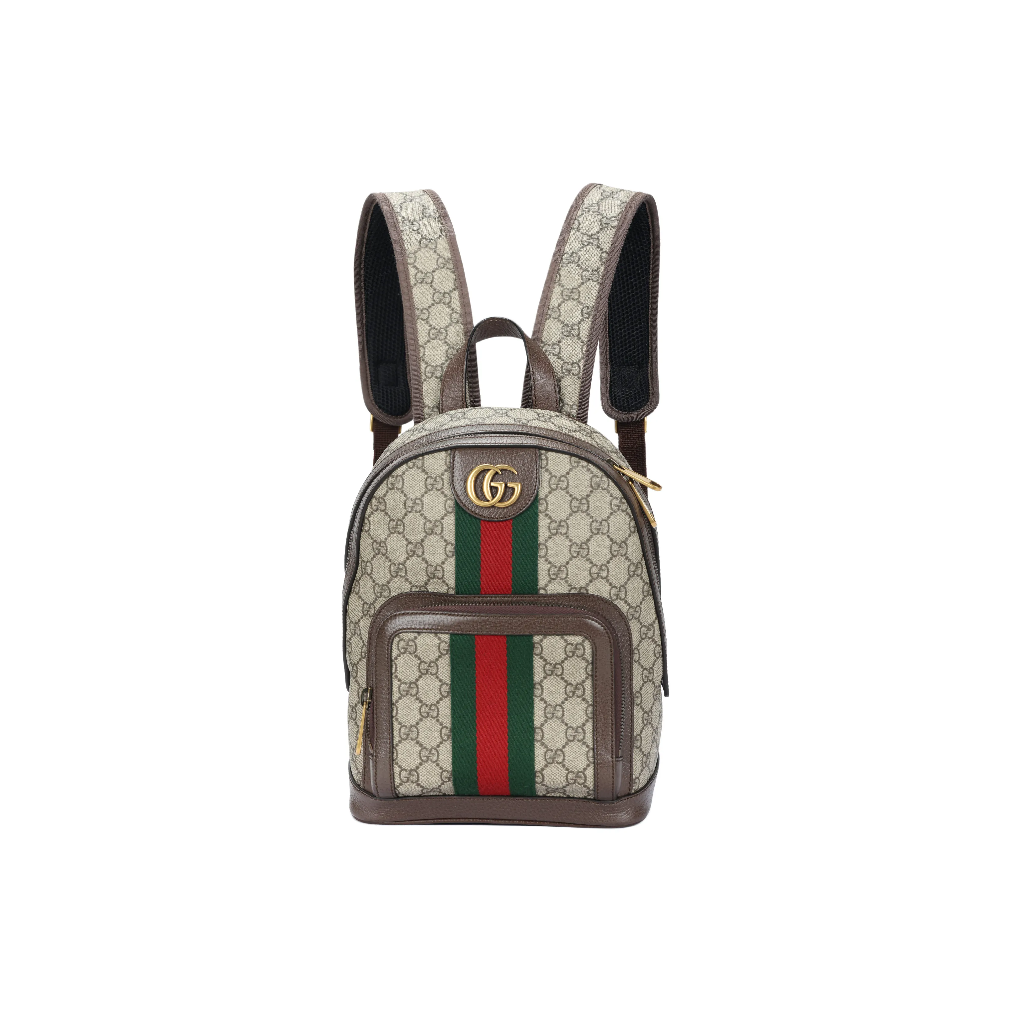 GUCCI Ophidia Canvas With Leather Backpack Trumpets Unisex Ebony/Brown