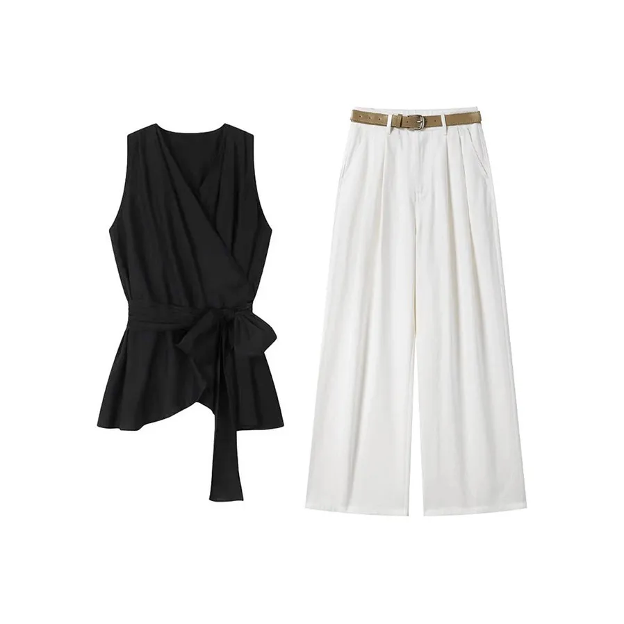 MARIE·COCO Черный топ + Повседневные брюки Женские Повседневные костюмы