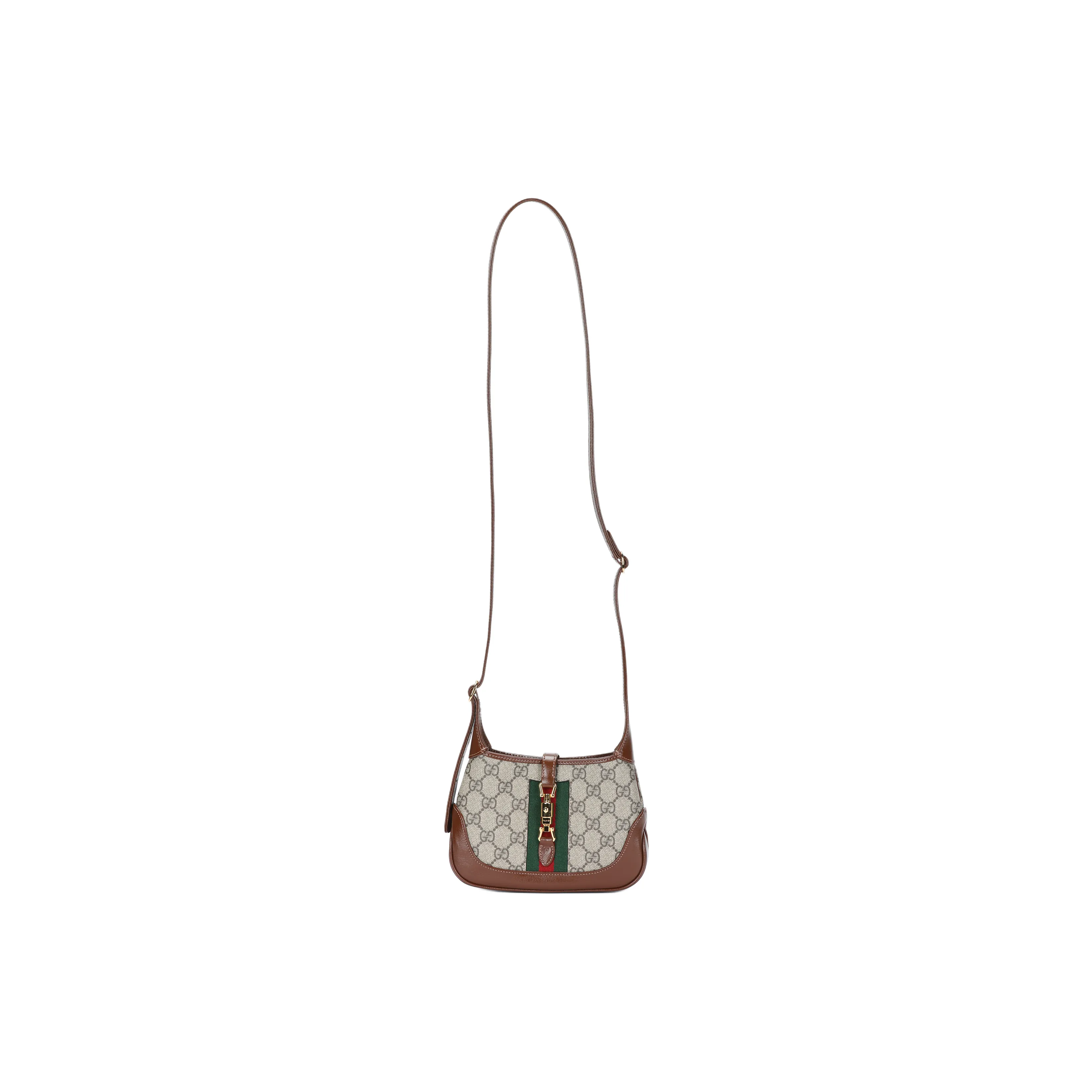 GUCCI Jackie 1961 Canvas With Leather Trim Crescent Shoulder Bag Shoulder Bag Mini Women's Brown Beige Multicolor