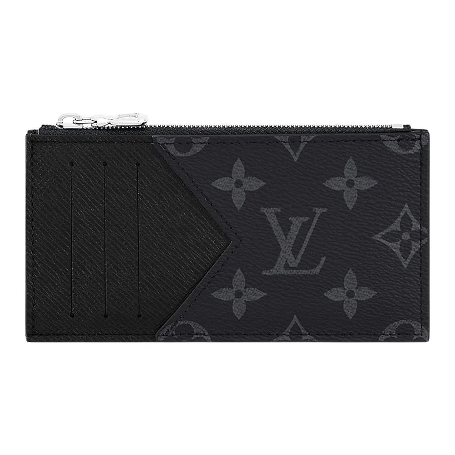 LOUIS VUITTON Coin Card Holder Monogram Eclipse Taiga Black