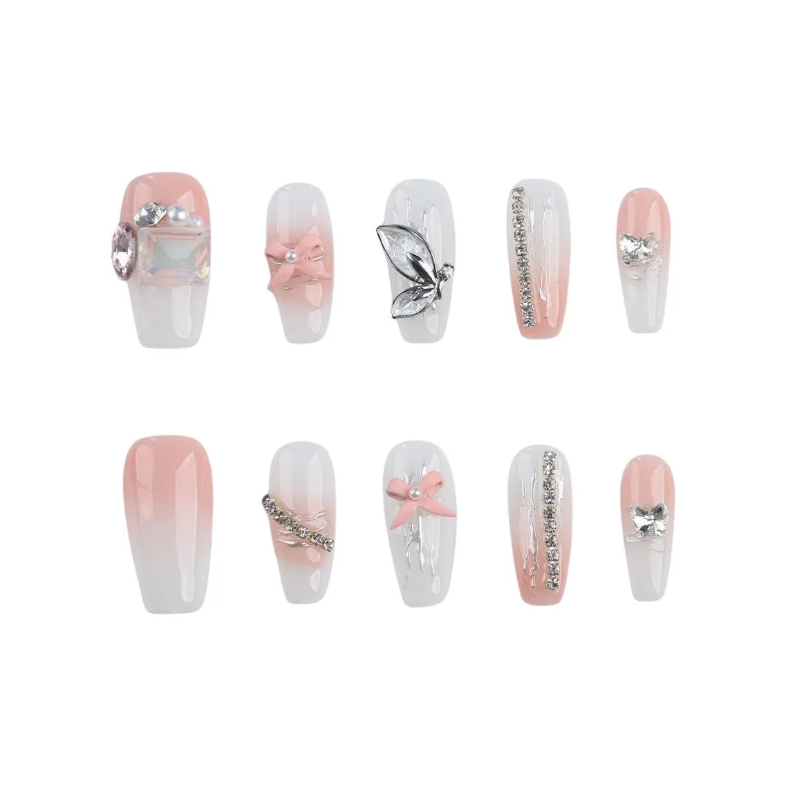 YIYIHE Мягкий Милый Dreamy Butterfly MID Cropped Short Square Round Pink Gradient