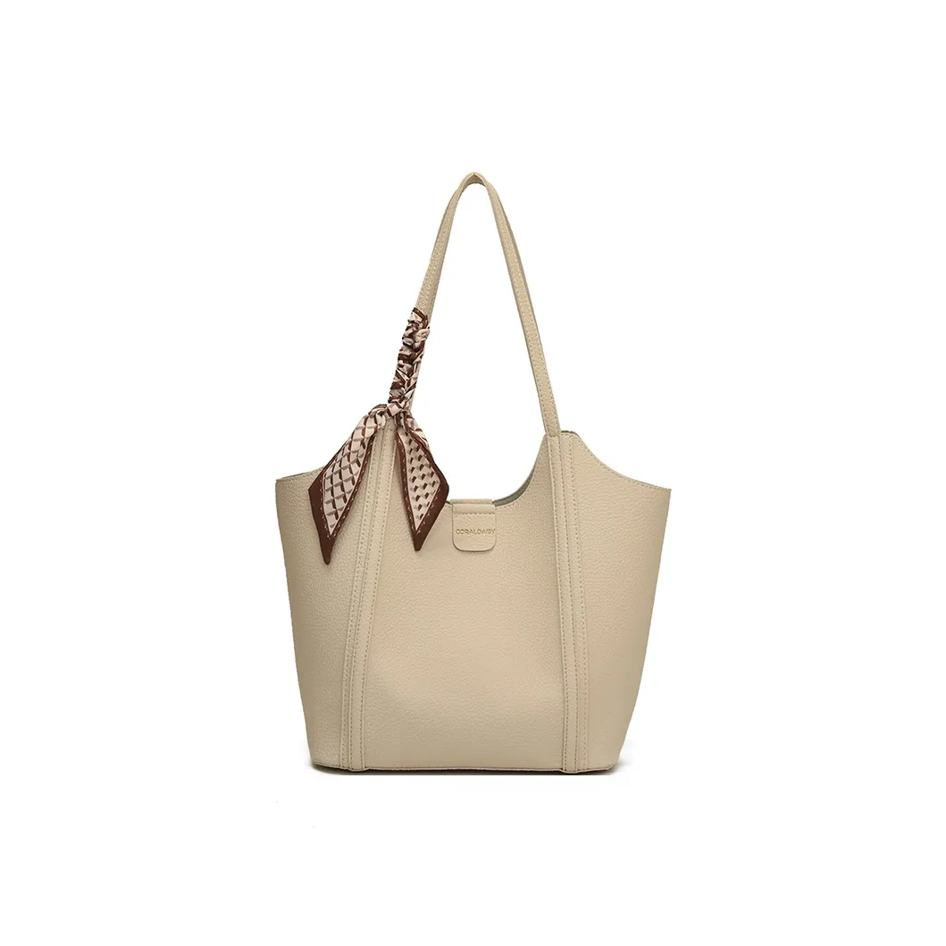 CORALDAISY Сумка Tote из синтетической кожи сумка через плечо большая женская экрю хаки