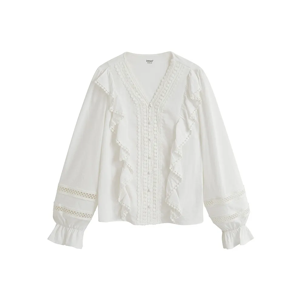 Inman TREASURE совместный бренд Уменьшение Пре-осенний Комплект Элегантность Доступный Вечный Модный ATMOSPHERE Рубашка Женская