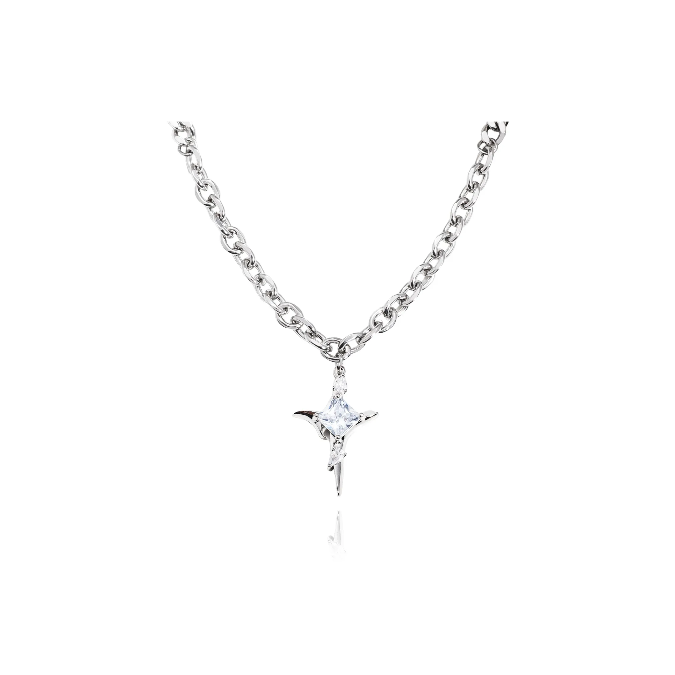 FOREVER MELODY Ожерелья из титанового стального сплава циркония мужские серебряные