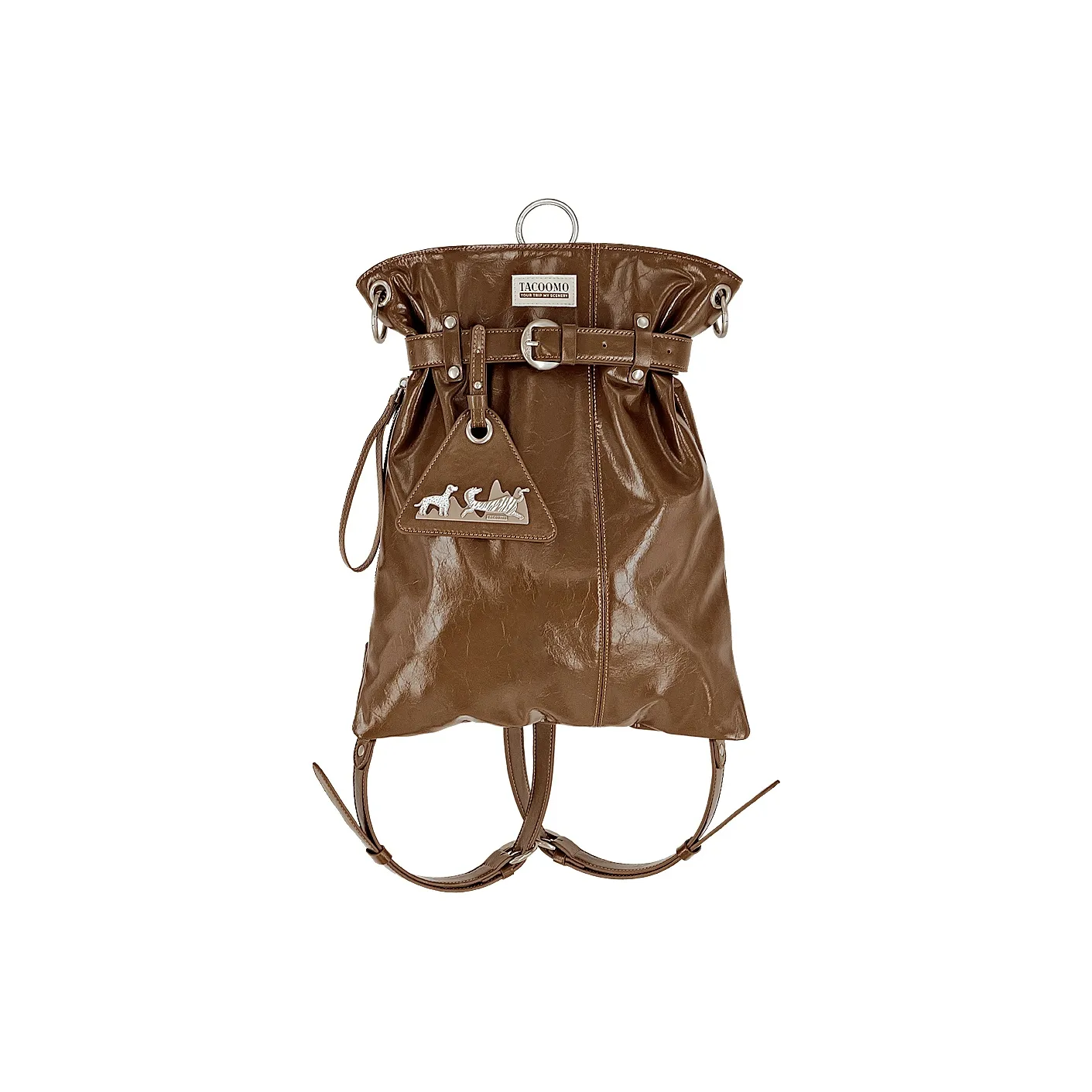 Great Dog and Black Horse Рюкзак из коровьей кожи большой женский цвет ореховый коричневый