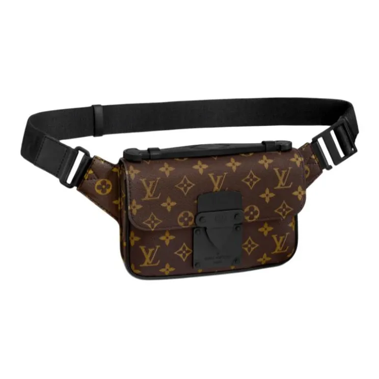 LOUIS VUITTON Coated Canvas With Leather Trim Shoulder Bags Sling Bag Fanny Pack Regular Men's Brown/Black