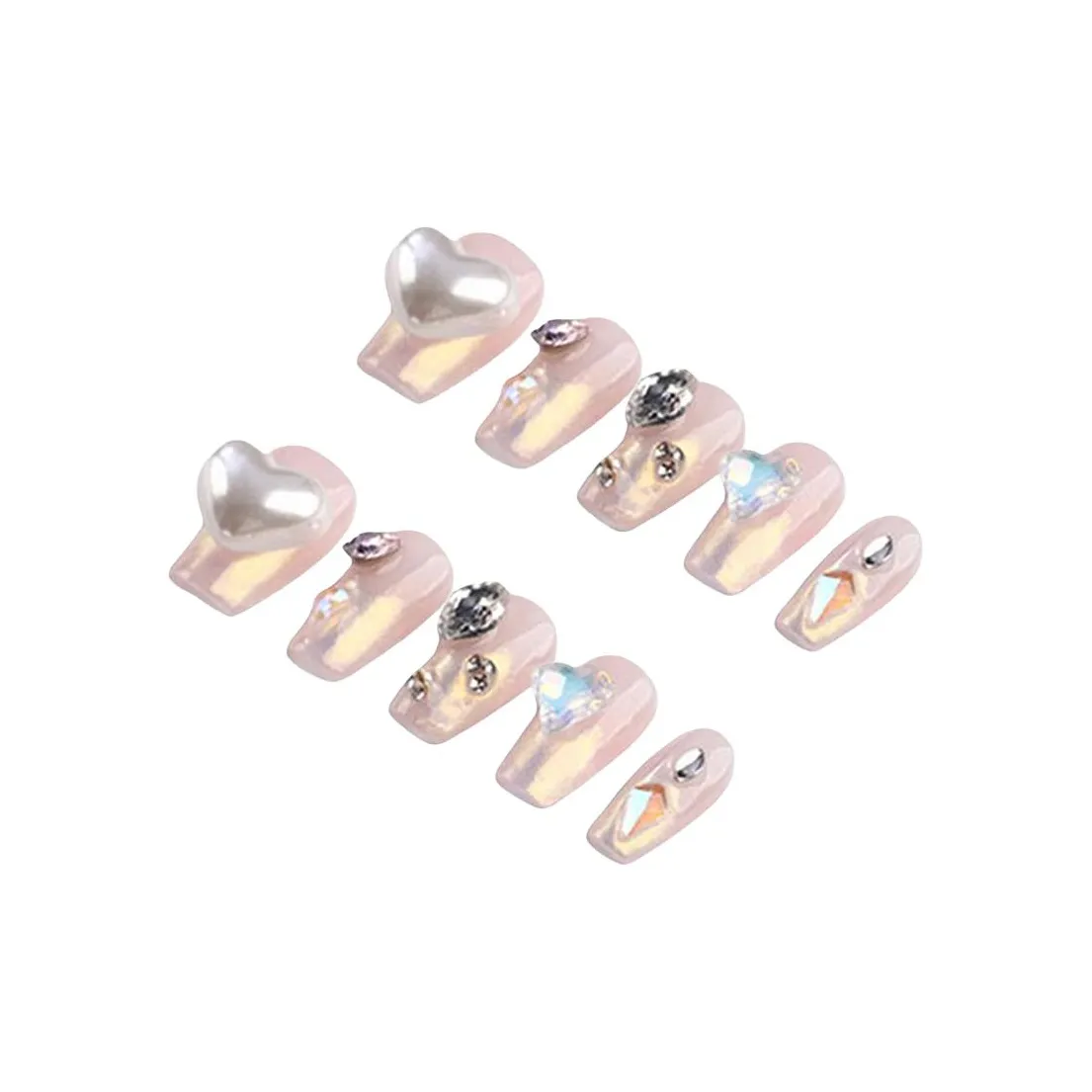 YIYIHE Sweet Style Soft Сердце Форма Кошачий глаз Средний Трапеция Сердце Форма Розовый Однотонный