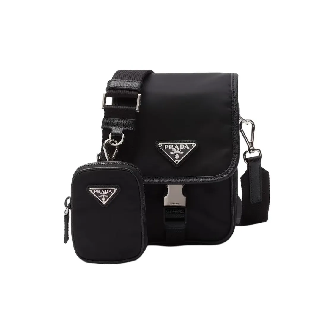 PRADA Recycled Nylon And Saffiano Leather Shoulder Bag, Crossbody Bag Men's Black