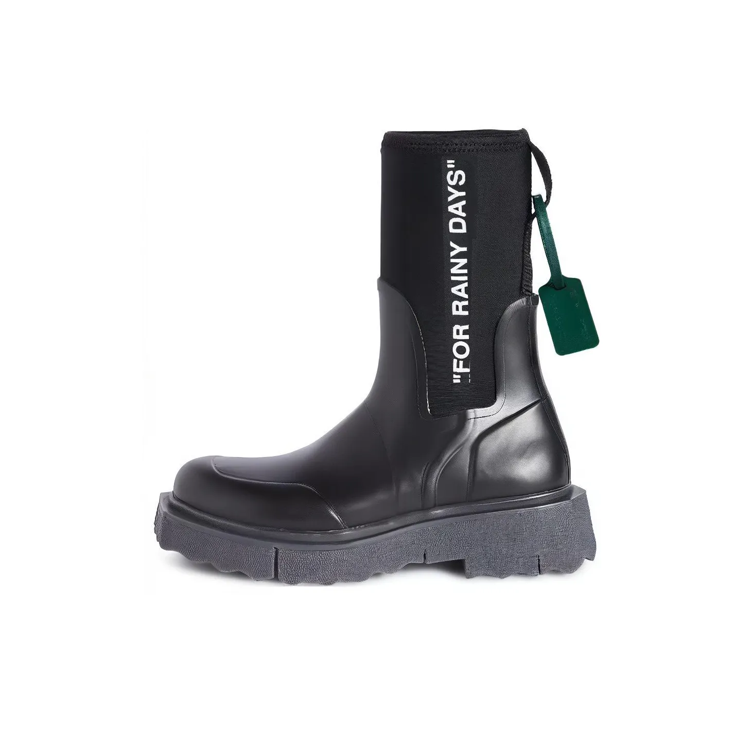 OFF WHITE OFF_WHITE Sponge Rubber Rainboot Black Black White Women's