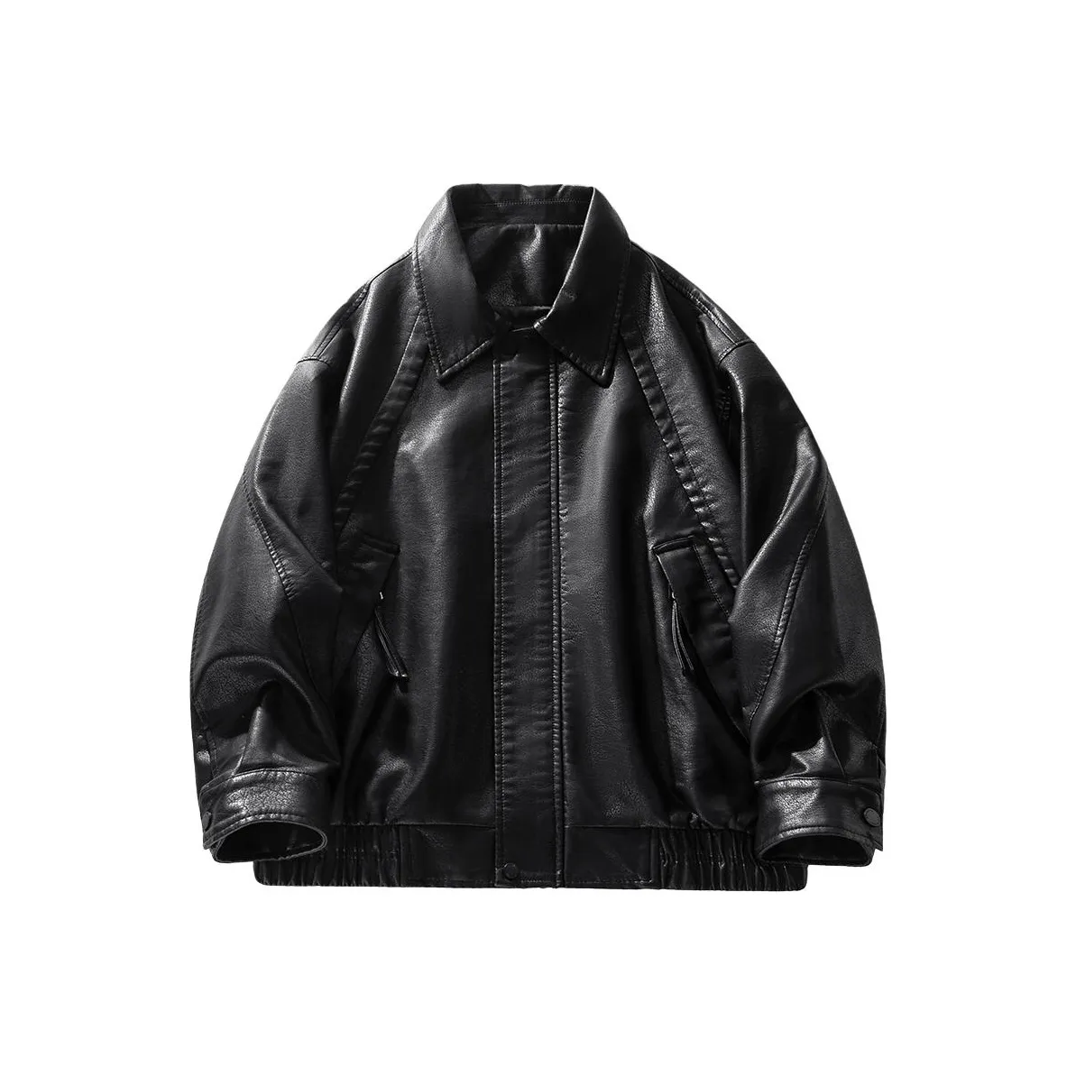 HZWH Черные Мужские Кожаные Куртки