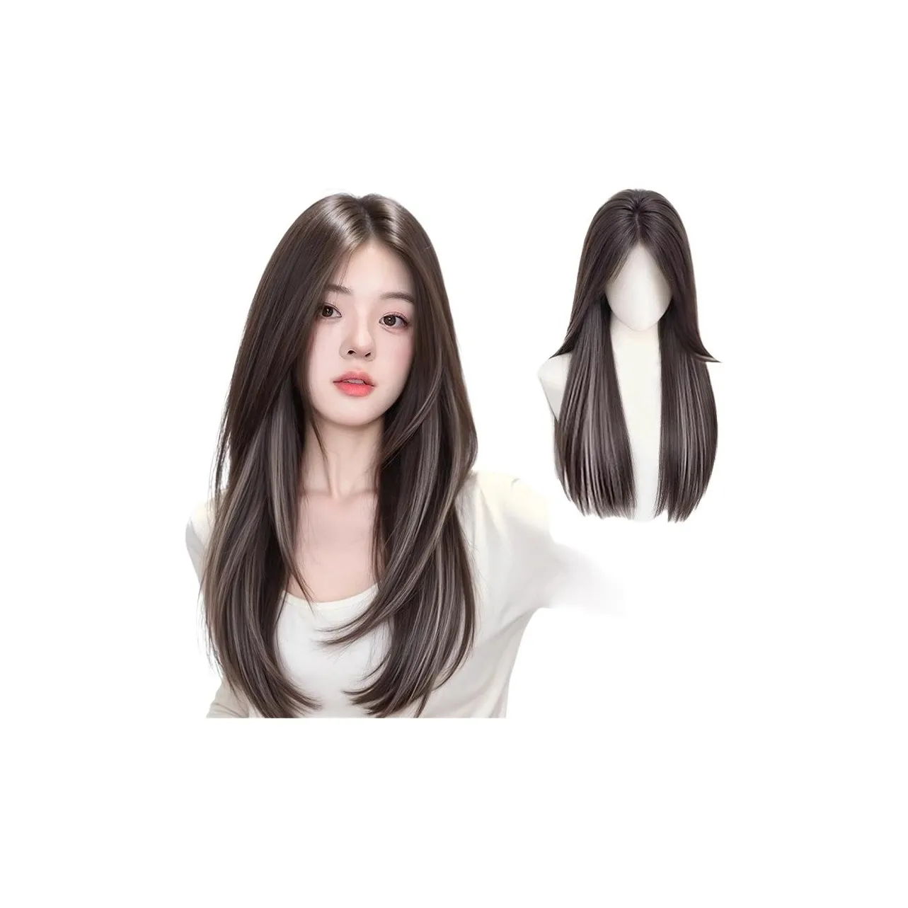 TIANKONGSHU Перукана с азиатским оттенком без сетки для волос