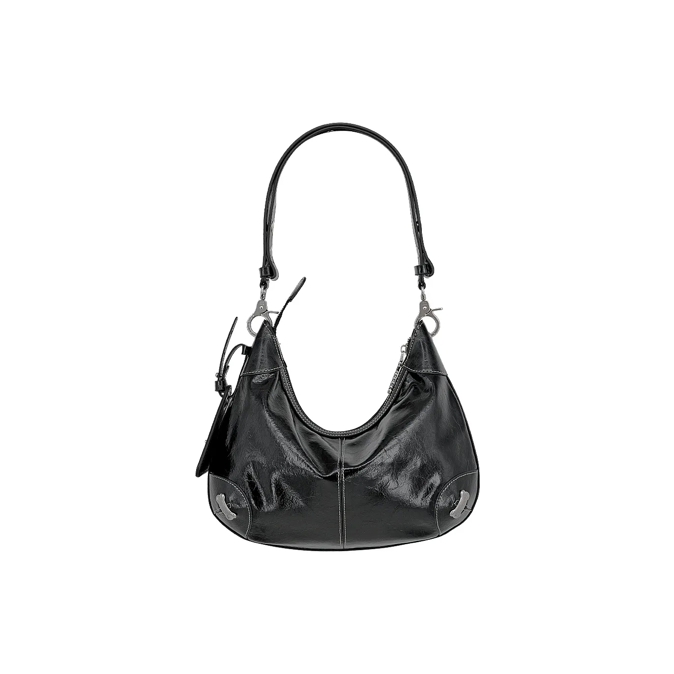 Great Dog and Black Horse Коровья кожа Через плечо Сумка-пельмень Средний Женские Темно-черный Вороний