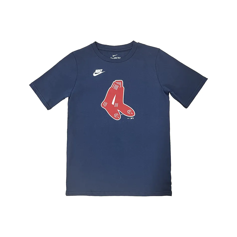 Nike MLB Boston Red Sox Спортивный Удобный Универсальный Дышащий Круглый вырез Пуловер Короткий рукав Темно-синий Подростки