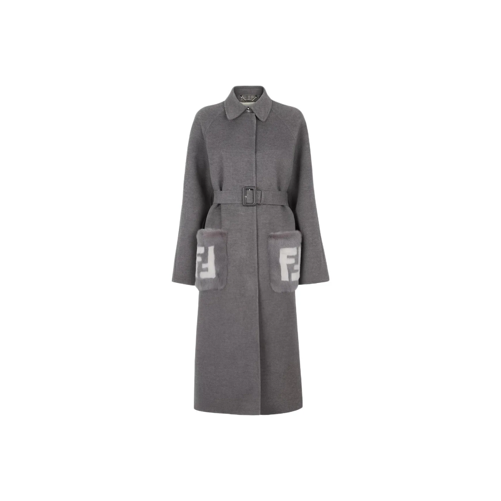 FENDI Logo Detailed Belted Coat