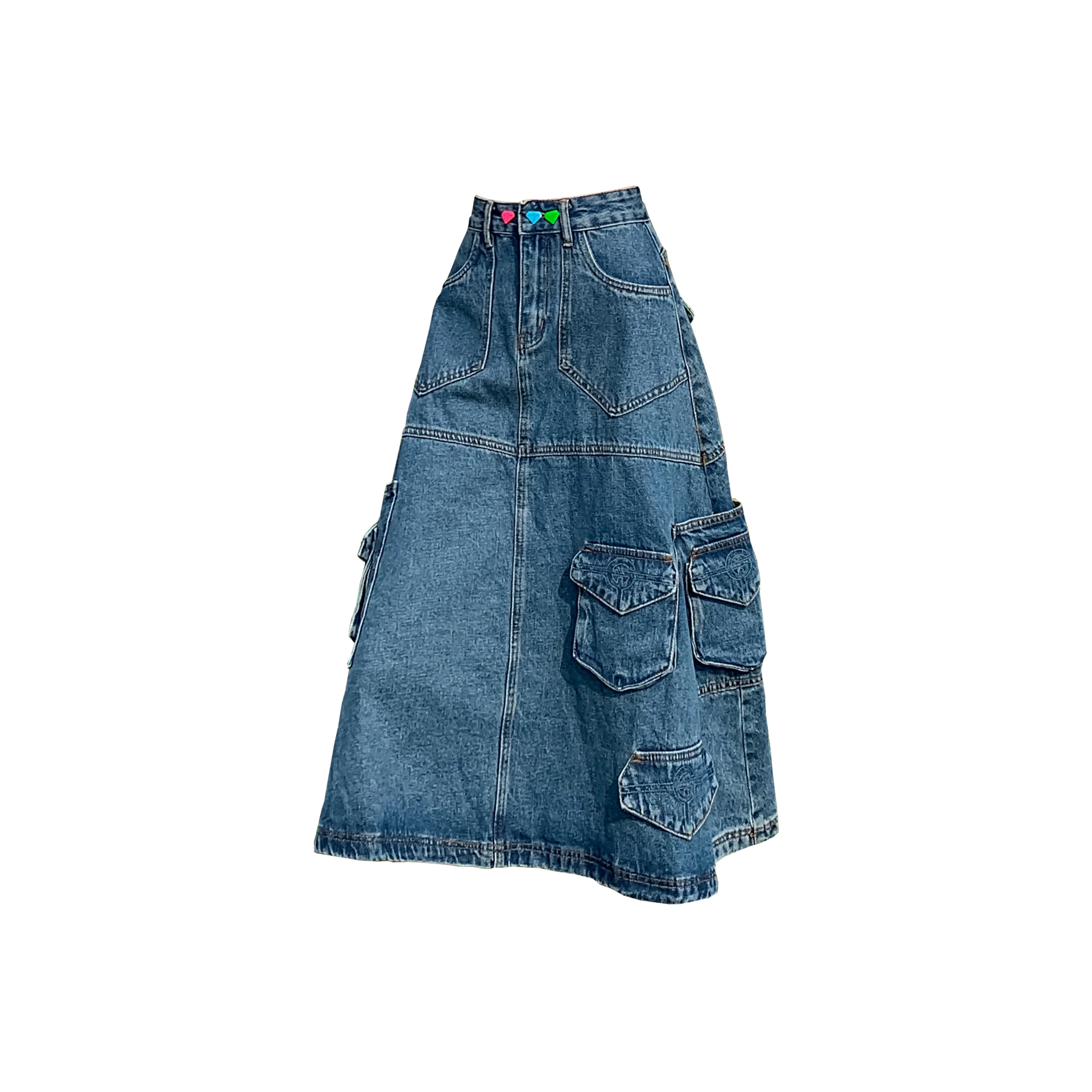 ZXBY Синий Женские Джинсовые Длинные Юбки