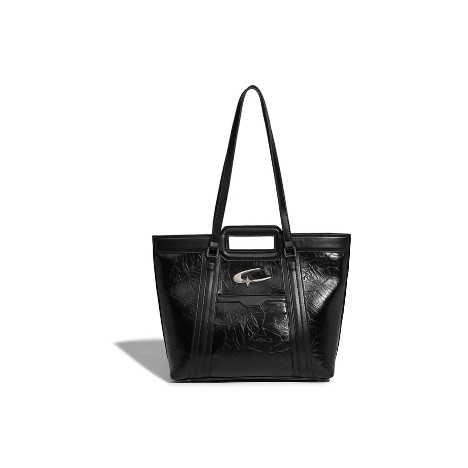 BEGOOER Microfiber Leather Tote One Shoulder Bag Standard Women's Black