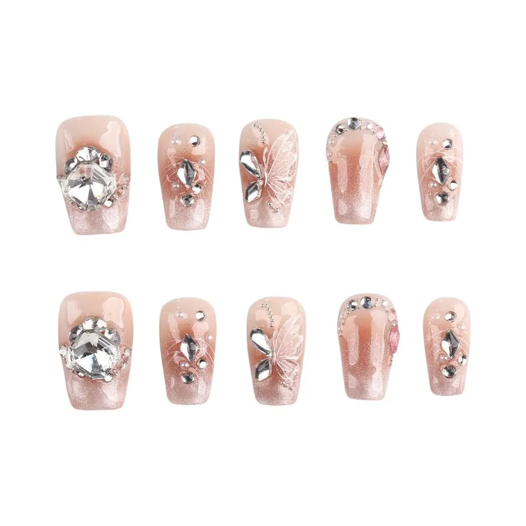 YIYIHE Нежно-розовый Романтический Элегантный Бабочка Фея MID Длина Укороченный Короткий Квадрат Круглый Розовый Смузи Кошачий глаз