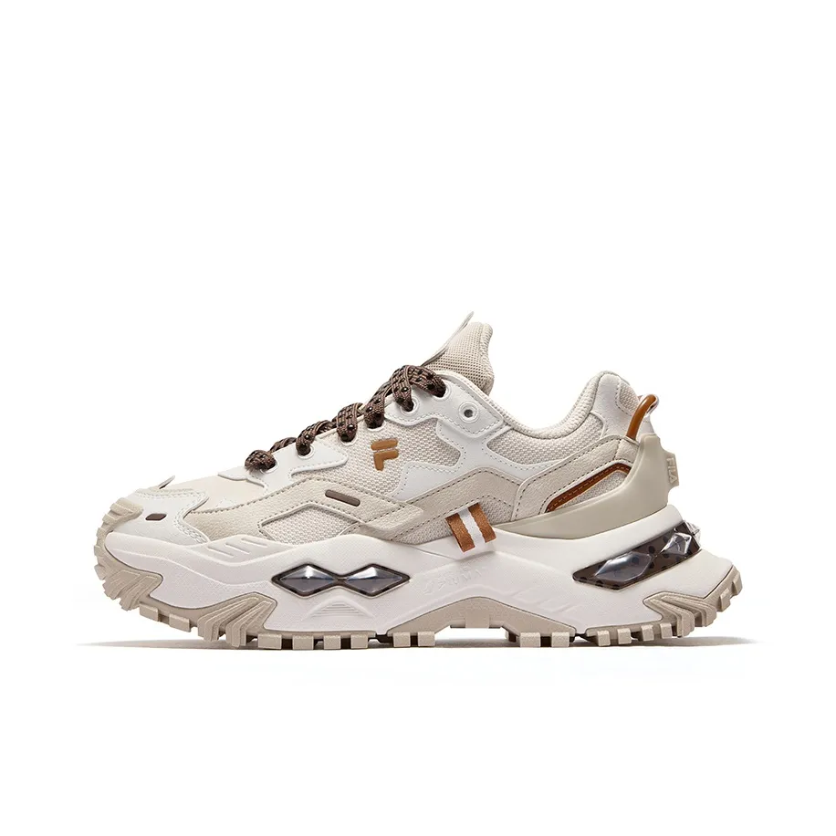 FILA FUSION Бьянко визуально увеличивает рост Низкий топ Толстая подошва Кроссовки Женские Снежно-белый Розовый