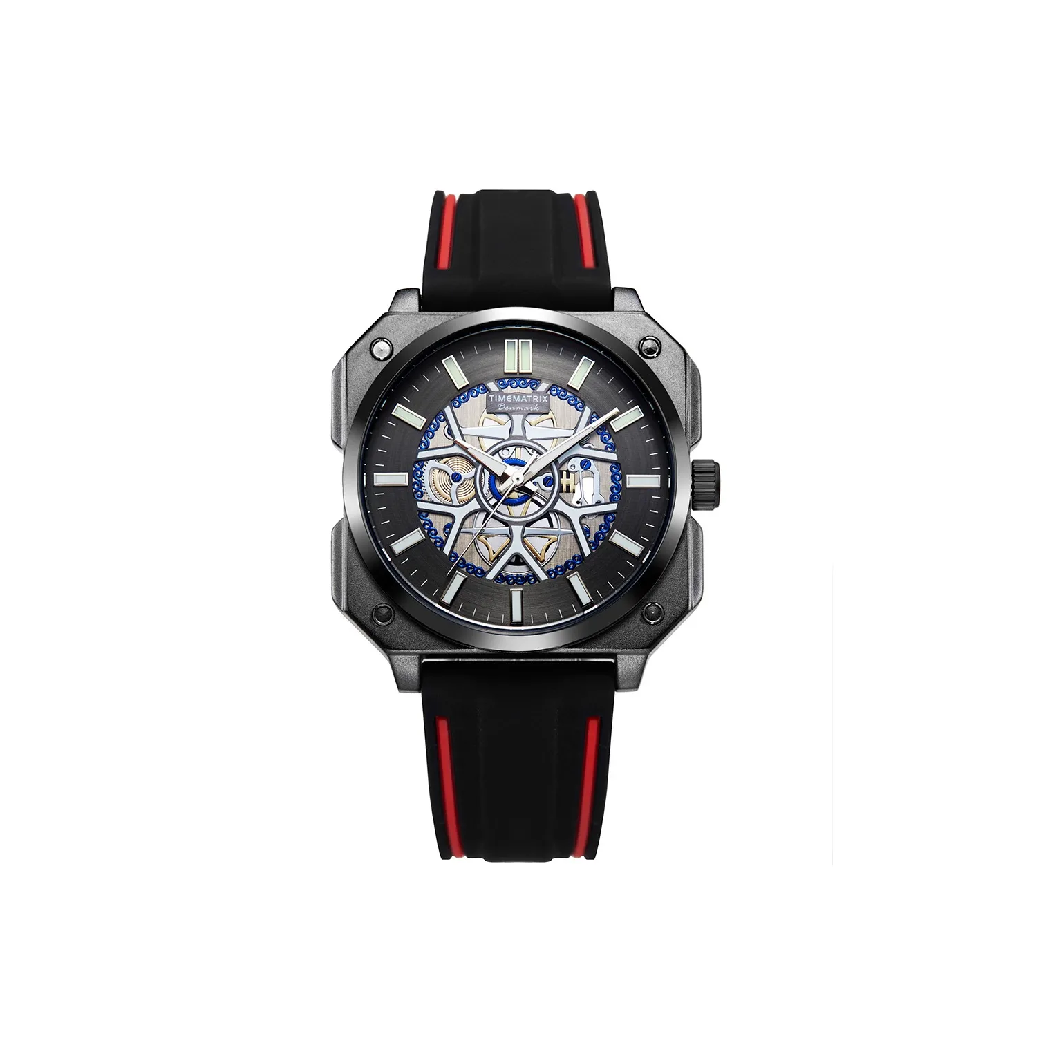 TIMEMATRIX Мужские часы Кварцевый механизм Силиконовый ремешок Черный циферблат