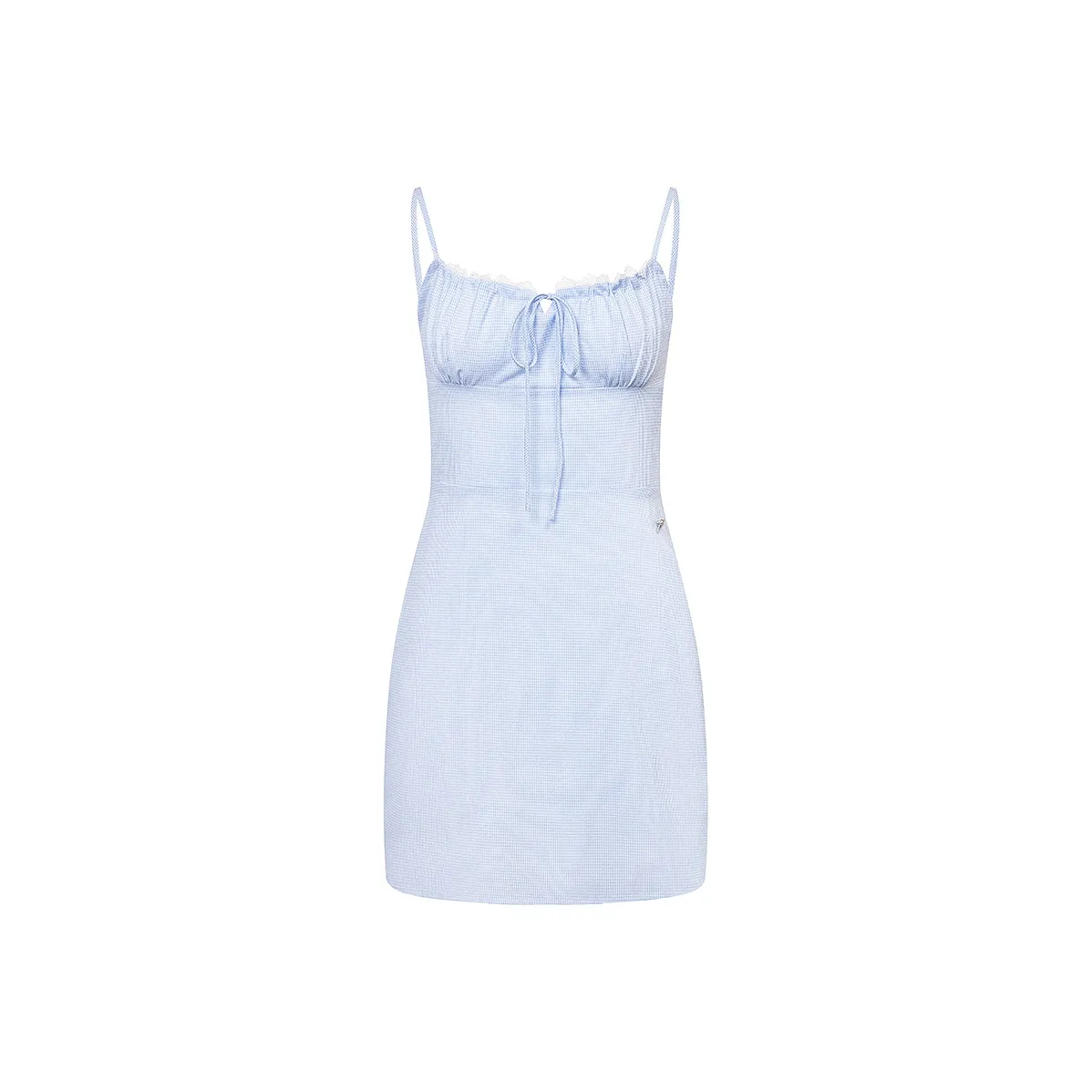 Ariseism Дизайн Вдохновленный Светло-Синий Клетчатый Топ на Бретелях Без Рукавов Платье для Летней Юбки Женские