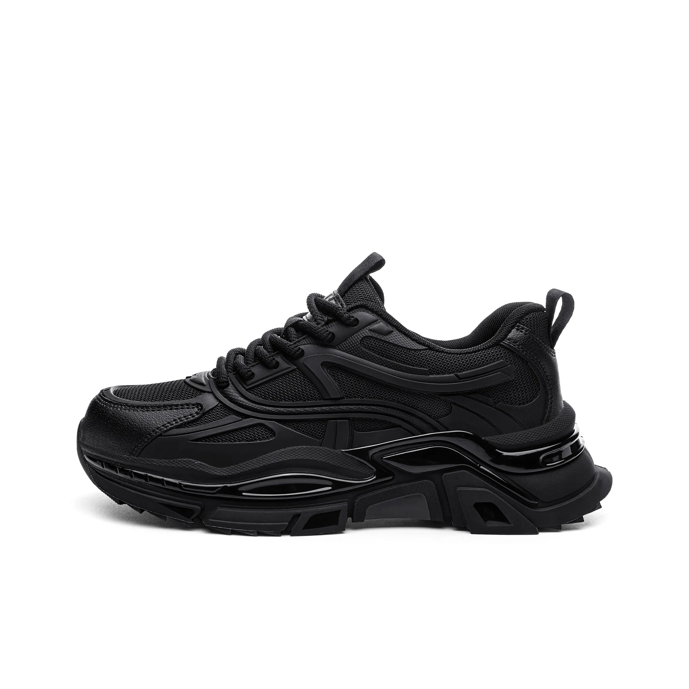 JEEP SPIRIT Darth Vader Cushioning, Wear Resistant Low Top Chunky Sneakers Men's Graphite Black