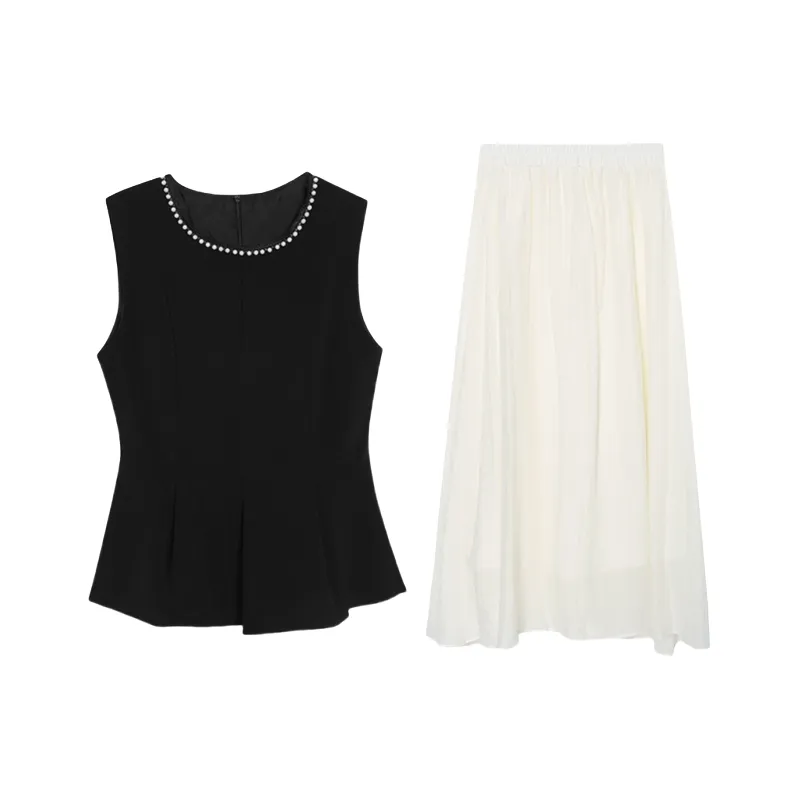 SONDR Черный топ + Белая юбка Женские комплекты с юбкой