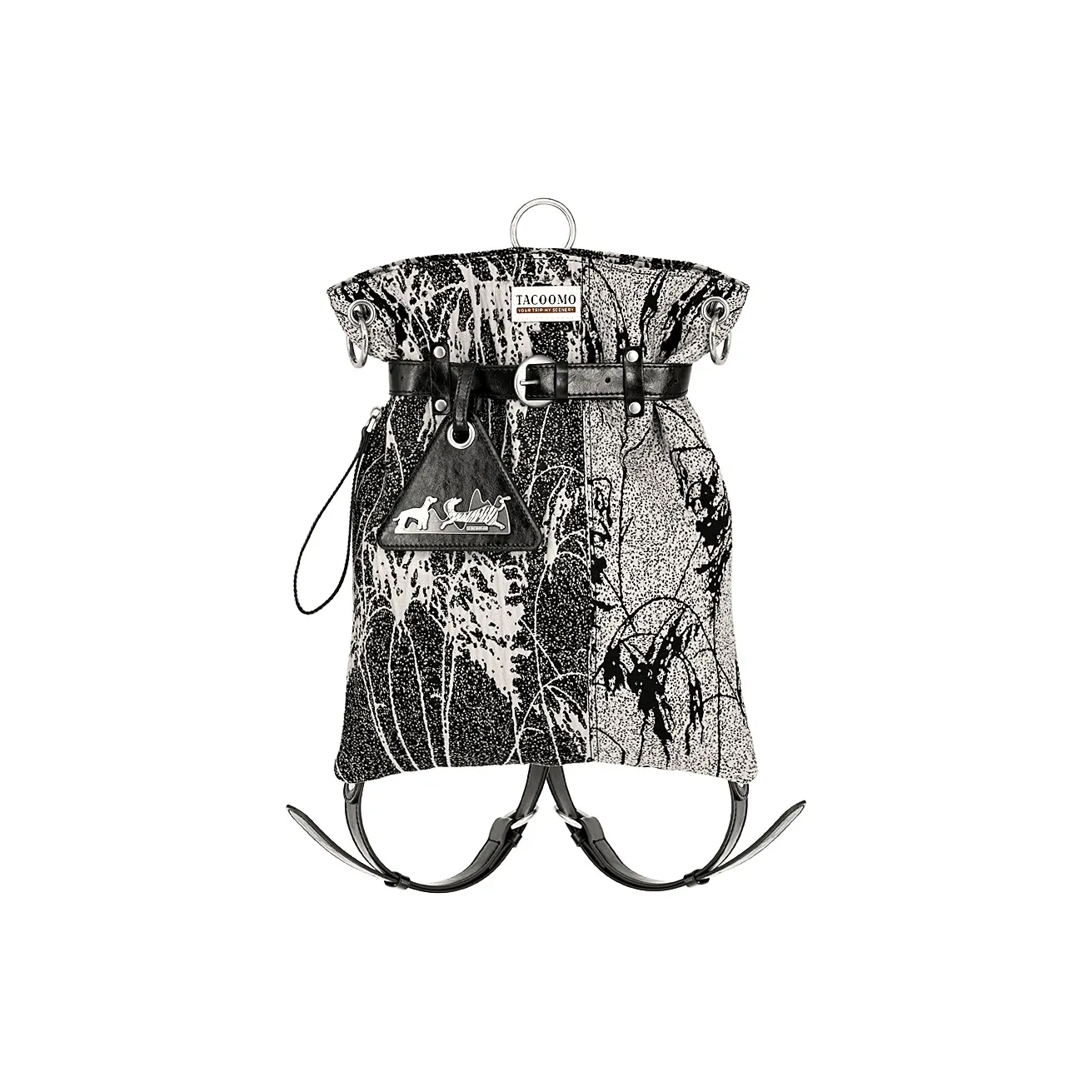 Great Dog and Black Horse Ткань Рюкзак Средний Женский Жаккард Черный