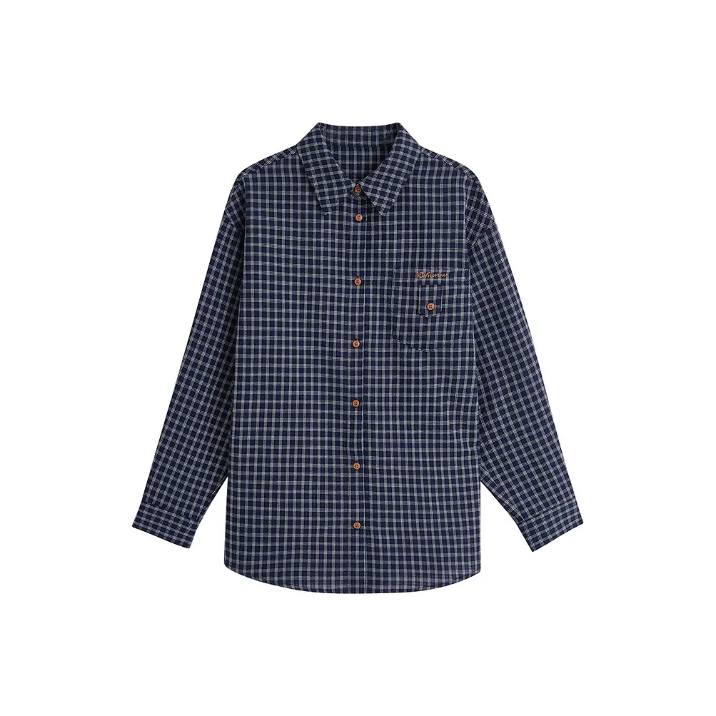 Inman TREASURE Похудение Клетчатый Предосенний Комплект Элегантность Доступный Вечный Модный ATMOSPHERE Рубашка Женская