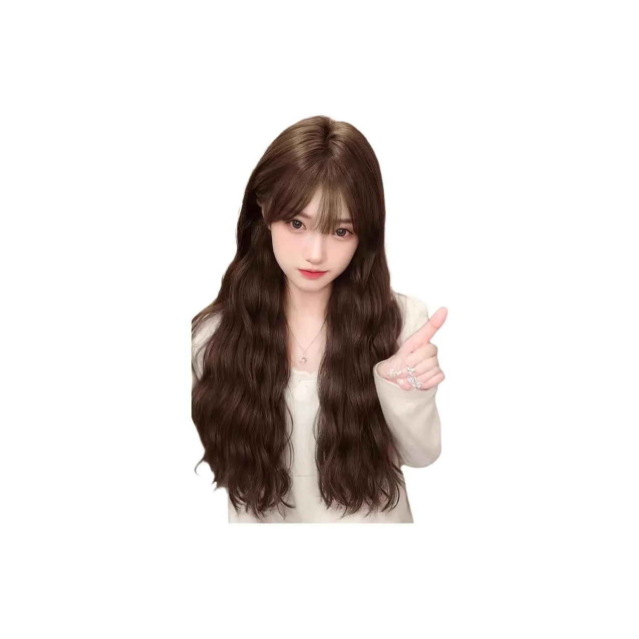 Sweet Pillow House Перука Женская Длинные Волосы Естественный Полный Перука для всей головы Перука с укладкой Атмосферная Французская Перука с завитками Яйцо Перука с шапкой